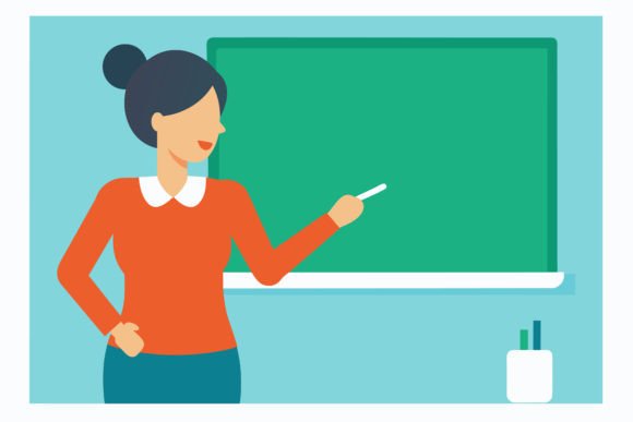 A Teacher Teaching on Board Front View: Enhancing Classroom Clarity and Engagement