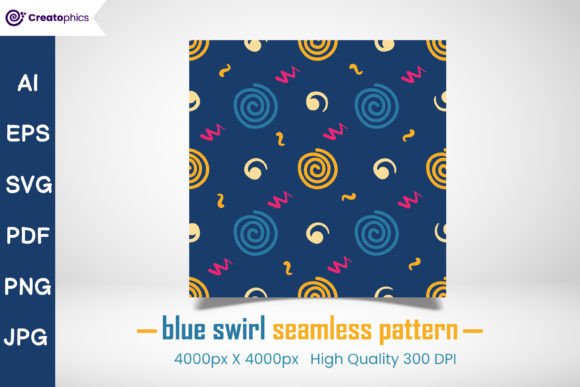 Blue Swirl Seamless Pattern Design Free