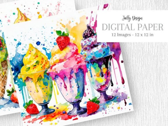 Colorful Ice Cream in Paint Splashes Art: Where Visual Vibrancy Meets Culinary Creativity