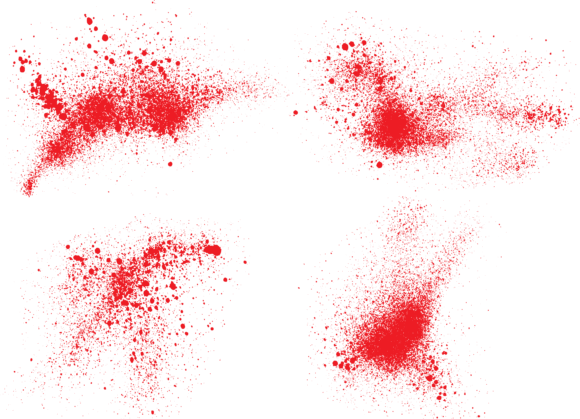 Decorative Set of Red Blood Brush Strokes