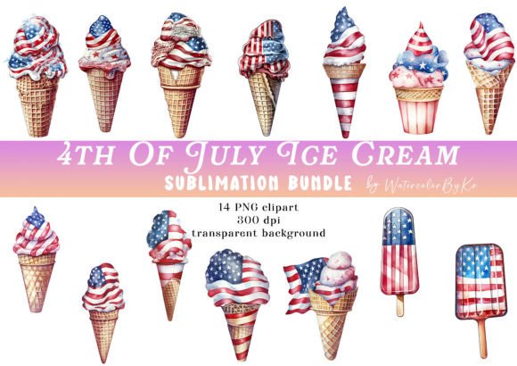 Patriotic Ice Cream Bundle Clipart