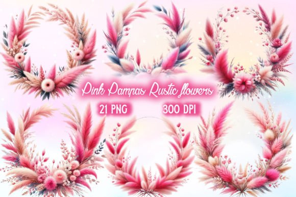 Pink Pampas Rustic Flowers Clipart: Practical Ways to Use Natural, Boho-Inspired Graphics