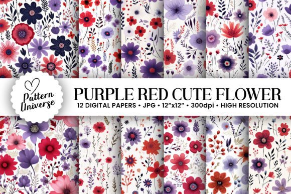 Purple Red Cute Flowers Digital Papers: Practical Ideas for Creatives and Small Business Owners