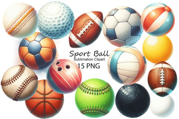 Sport Ball Sublimation Clipart for Custom Apparel, Team Gear, and Creative Projects